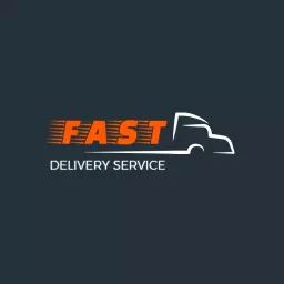 Dynamic Orange Truck Illustrating Quick Delivery Business Logo Template