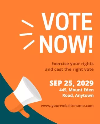 Dynamic Orange Voting Awareness Campaign Poster Template