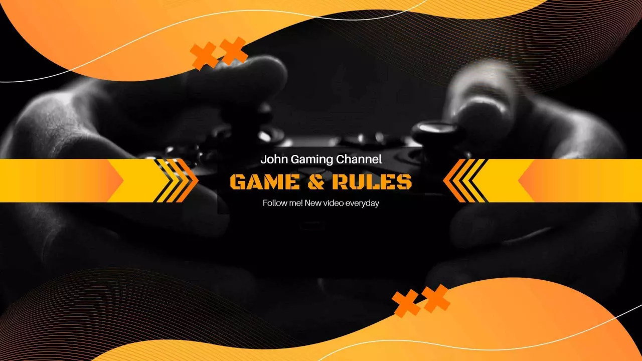 Dynamic Orange Waves with Game Rules Design Banner Template