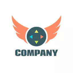 Dynamic Orange Winged Game Controller Represents Gaming Company Logo Template