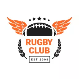 Dynamic Orange Winged Rugby Club Emblem Logo Template