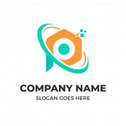 Dynamic P Letter Design with Vibrant Orange and Cyan Logo Template