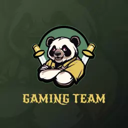 Dynamic Panda Mascot with Swords for Esports Gaming Team Logo Template
