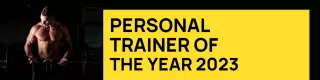 Dynamic Personal Trainer of the Year 2023 on Yellow Background LinkedIn Banner Template