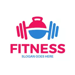 Dynamic Pink and Blue Fitness Equipment Logo Template