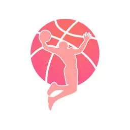 Dynamic Pink and Red Basketball Dunking Athlete Logo Template