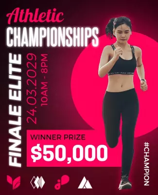 Dynamic Pink Athletic Championship Running Event Poster Template
