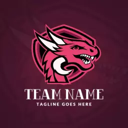 Dynamic Pink Dragon Crest Design for Team Branding Logo Template