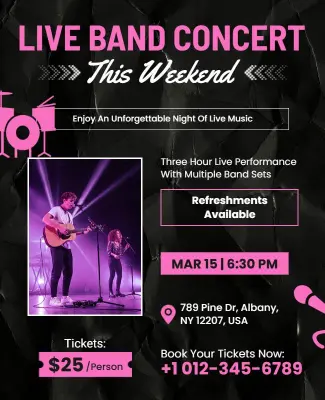 Dynamic Pink Live Music Concert Experience Flyer Template