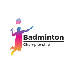 Dynamic Player Silhouette Representing Badminton Championship Logo Template