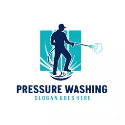 Dynamic Pressure Washing Service with Cleaning Action Logo Template