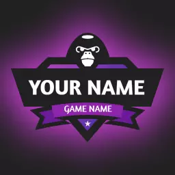 Dynamic Purple and Black Character Design in Esports Logo Template