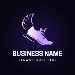 Dynamic Purple and Black Shoe Design for Athletic Shoes Logo Template