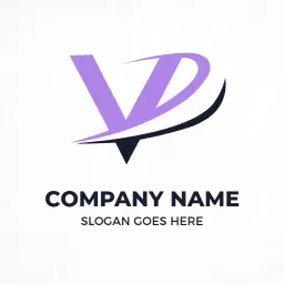 Dynamic Purple and Black V Letter Design Logo Template