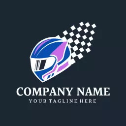 Dynamic Purple and Blue Racing Helmet Design Logo Template