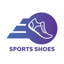 Dynamic Purple and Blue Sports Shoe Design Showcase Logo Template