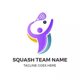 Dynamic Purple and Blue Squash Player Embracing the Sport Logo Template