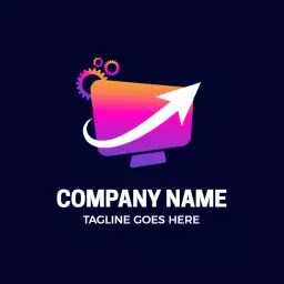 Dynamic Purple and Orange Computer Graphics Logo Template
