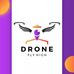 Dynamic Purple and Orange Drone Design Promoting Aerial Freedom Logo Template