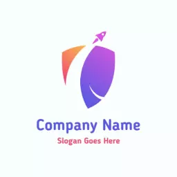 Dynamic Purple and Orange Shield Design for Security Logo Template