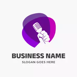 Dynamic Purple and Pink Music Microphone Logo Template