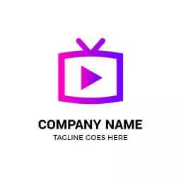 Dynamic Purple and Pink TV Symbol for IPTV Services Logo Template