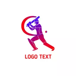 Dynamic Purple and Red Cricket Player Action Logo Template
