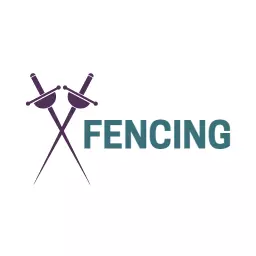 Dynamic Purple and Teal Design Representing Fencing Logo Template