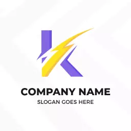 Dynamic Purple and Yellow K Letter Design for Branding Logo Template