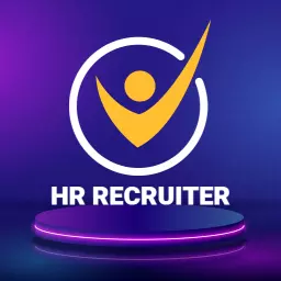 Dynamic Purple and Yellow Visuals for HR Recruitment Logo Template