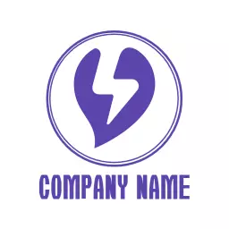 Dynamic Purple Battery Symbol with Heart and Energy Logo Template