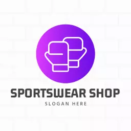 Dynamic Purple Boxing Gear Inspiring Sportswear Shop Logo Template