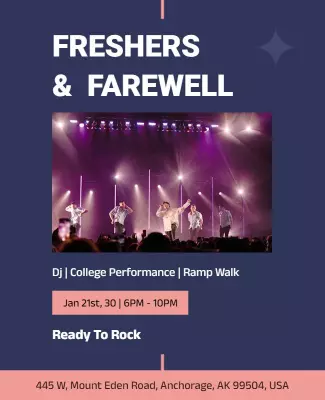 Dynamic Purple College Freshers Farewell Performance Poster Template