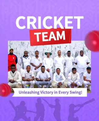Dynamic Purple Cricket Team Victory Celebration Poster Template