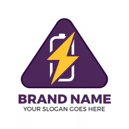 Dynamic Purple Design Highlighting Battery Power Solutions Logo Template