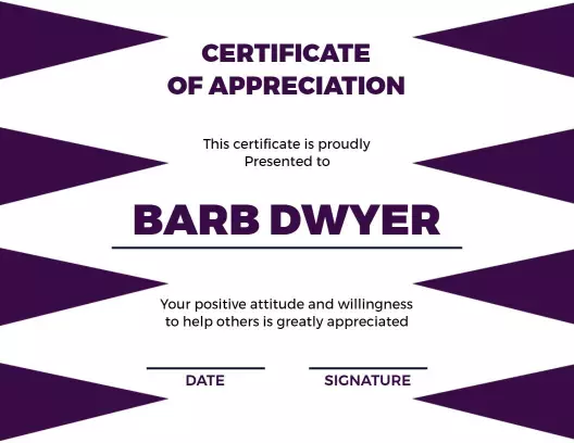 Dynamic Purple Geometric Appreciation Award Certificate Template