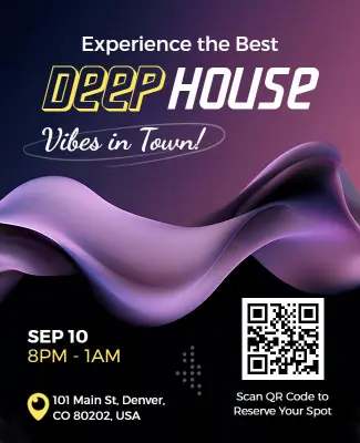 Dynamic Purple Gradient Deep House Dance Party Flyer Template