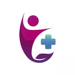 Dynamic Purple Healthcare Logo Featuring Human Form and Cross Template