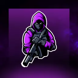 Dynamic Purple Hooded Character Ready for Esports Competition Logo Template