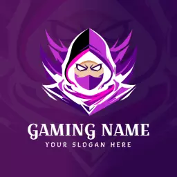 Dynamic Purple Ninja Character Representing Esports Logo Template