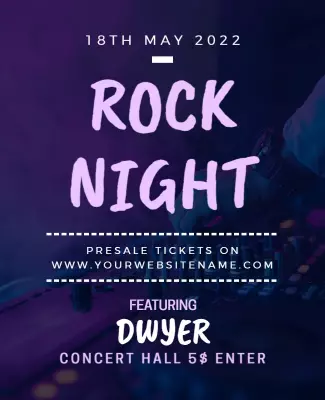 Dynamic Purple Rock Night Concert Poster Template