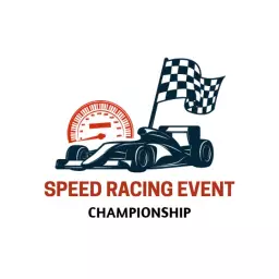 Dynamic Racing Car and Flag Showcasing Speed Racing Logo Template