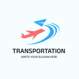 Dynamic Red Airplane and Blue Arrow for Transportation Logo Template