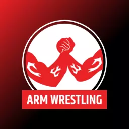 Dynamic Red and Black Arm Wrestling Competition Logo Template