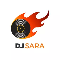 Dynamic Red and Black DJ Logo Featuring Spinning Vinyl Record Logo Template