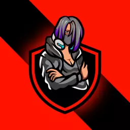 Dynamic Red and Black Gamer Character Esports Logo Template