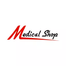 Dynamic Red and Black Medical Shop Wordmark Logo Template