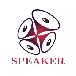 Dynamic Red and Black Speaker Design for Sound Enthusiasts Logo Template