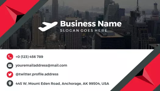 Dynamic Red and Black Travel Agency Business Card Template