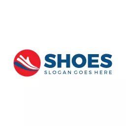 Dynamic Red and Blue Athletic Sneakers Showcase Shoes Logo Template
